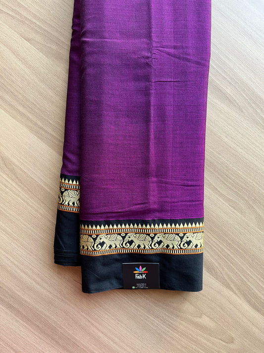 Elephant Border Narayanpet Mercerized Cotton Saree -15795