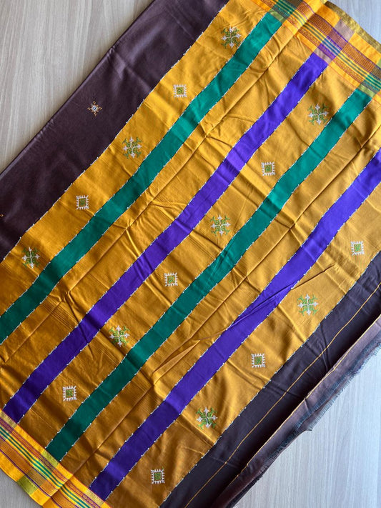Ilkal Border Kasuti Machine Embroidered Art Silk Saree -16225