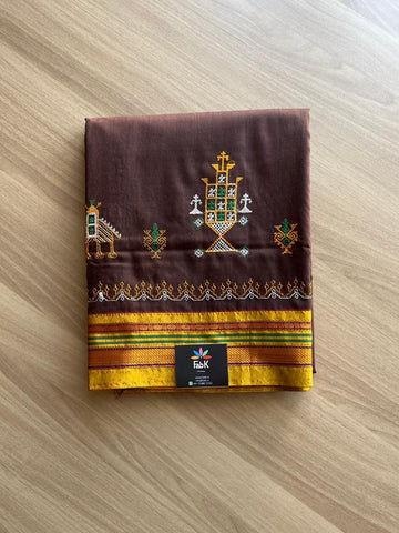 Ilkal Border Kasuti Machine Embroidered Art Silk Saree -16225