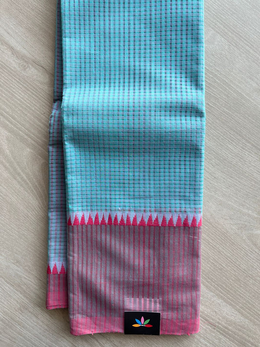 Missing checks Handloom Mangalagiri Cotton Saree -16251