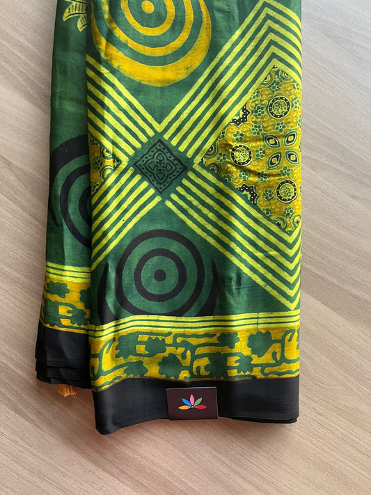 Handblock Printed Special Design Ajrakh Modal Silk Saree -16602