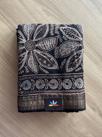 Ajrakh Maheshwari Silk Cotton Saree -16610