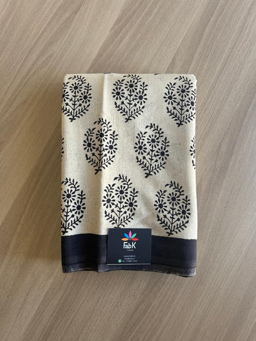 Handblock Printed Fine Mul Cotton Saree-16721
