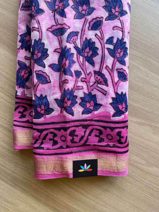 Handblock Printed Chanderi Silk Cotton Saree -16782