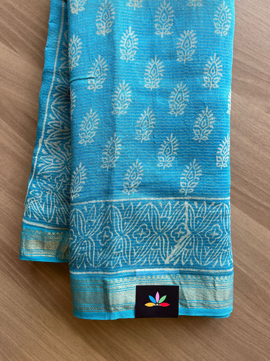 Handblock Printed Chanderi Silk Cotton Saree -16783
