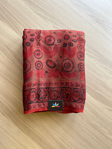 Handblock Printed Special Design Ajrakh Modal Silk Saree-16788