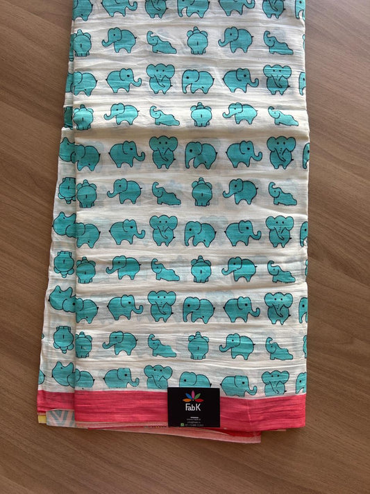 Quirky Printed Mul Cotton Saree-17201 - 17205