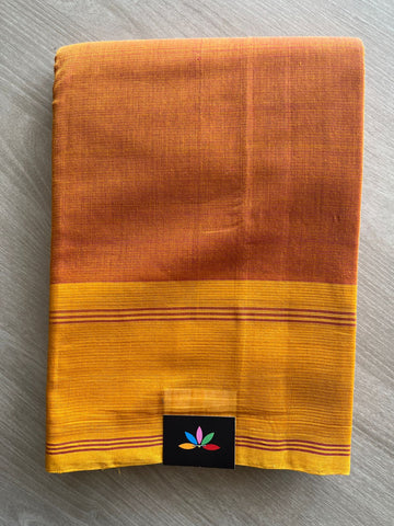 Double Tone (Rust Orange/Golden) Handloom Mangalagiri Cotton Saree -17312