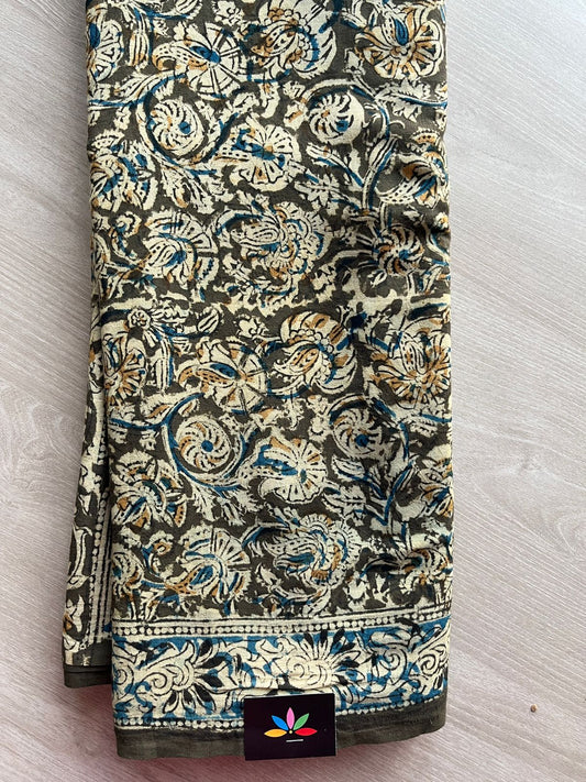 Handblock Printed Kalamkari Mul Cotton Saree -17598-17599