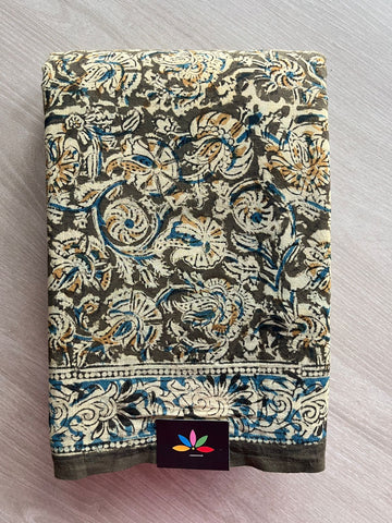 Handblock Printed Kalamkari Mul Cotton Saree -17598-17599