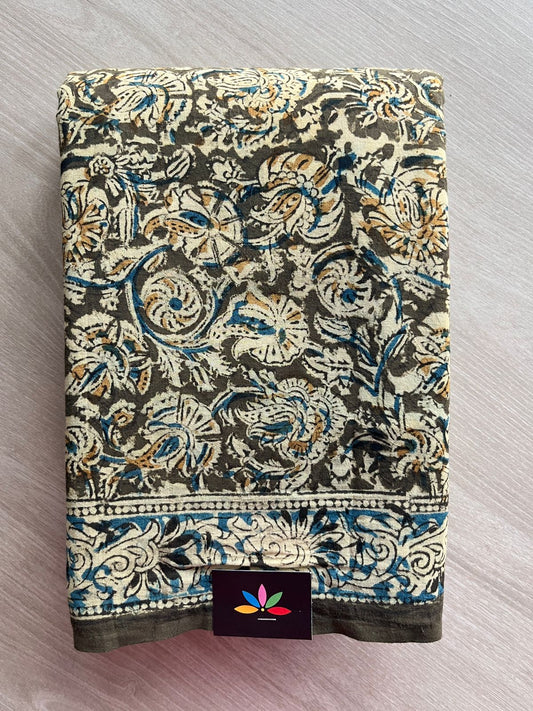 Handblock Printed Kalamkari Mul Cotton Saree -17598-17599