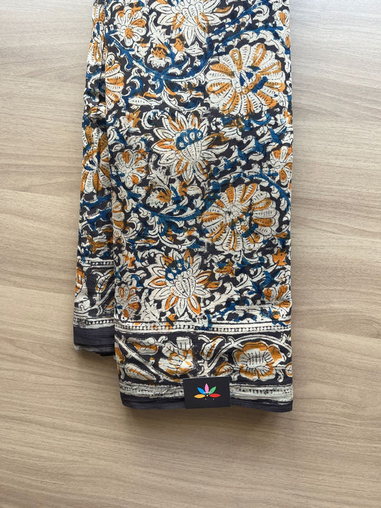 Handblock Printed Kalamkari Mul Cotton Saree -17610-17611