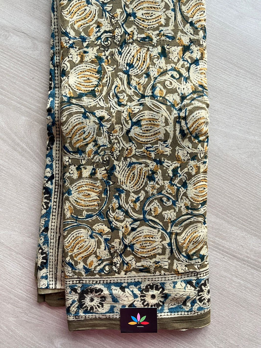 Handblock Printed Kalamkari Mul Cotton Saree -17612-17613