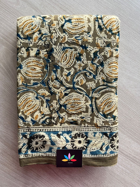 Handblock Printed Kalamkari Mul Cotton Saree -17612-17613