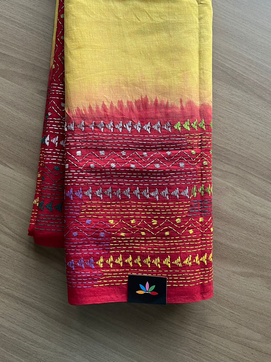 Kantha Stitch Cotton Saree -18546