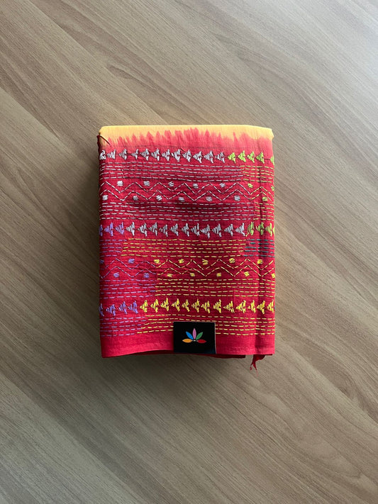 Kantha Stitch Cotton Saree -18546