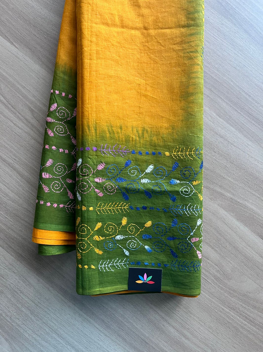 Kantha Stitch Cotton Saree -18547