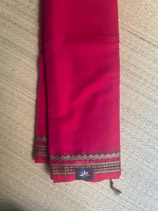 Handloom Small Border Narayanpet Cotton Saree -18555