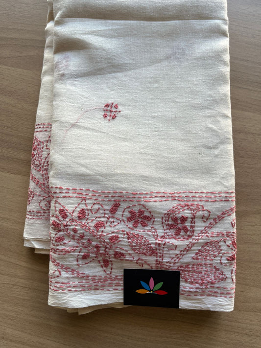 Kantha Hand Stitched Mul Cotton Saree -18829