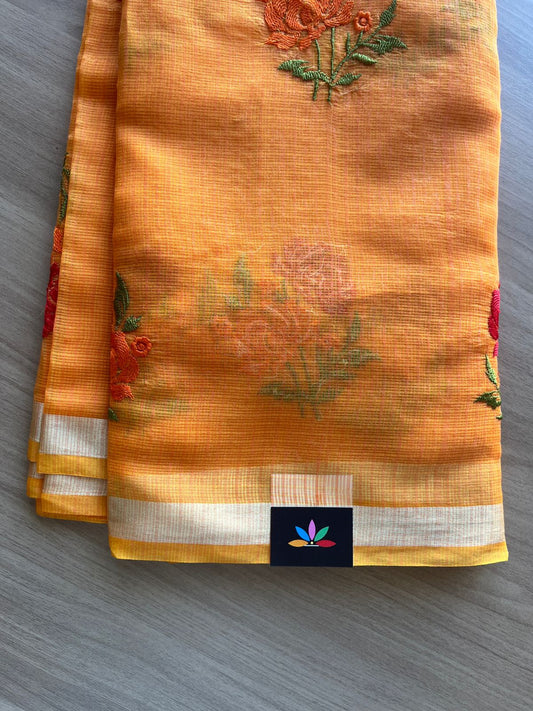 Machine Embroidered Blended Kota Saree-18975