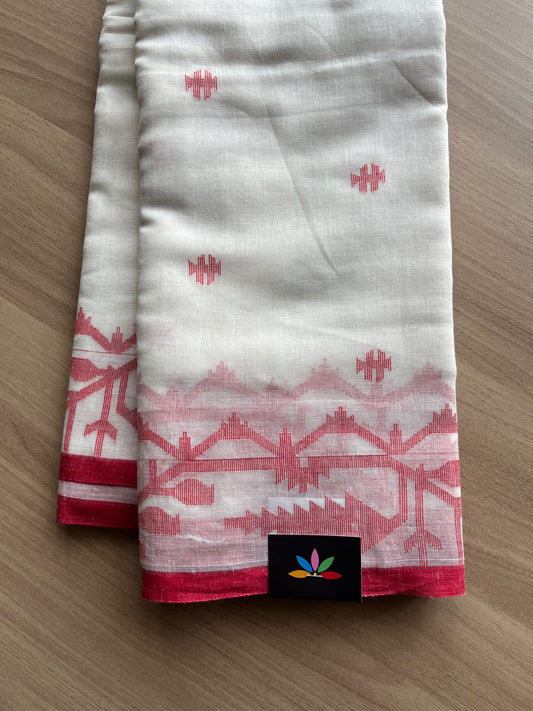 Handwoven Bengal Jamdani Cotton Sarees (Soft) -19001