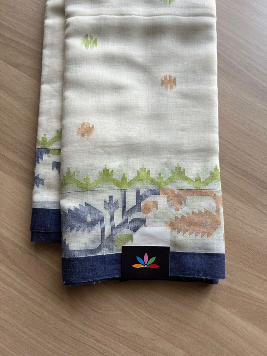 Handwoven Bengal Jamdani Cotton Sarees (Soft) -19003
