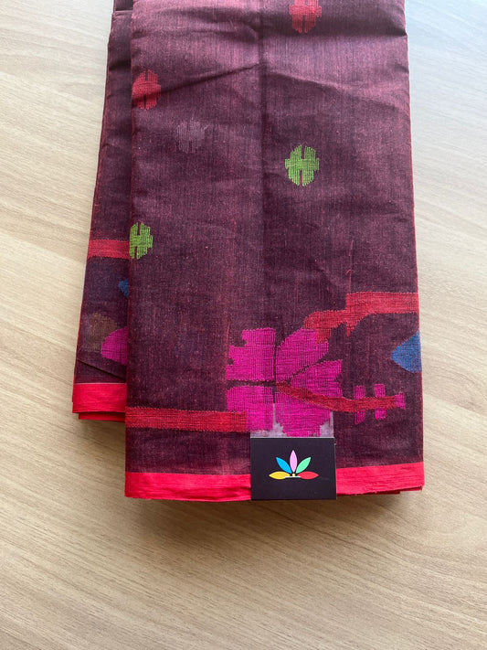Handwoven Bengal Jamdani Cotton Saree (Starched)-19006