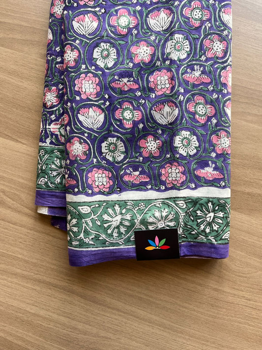 Handblock Printed Mul Cotton Saree -19014 -19015