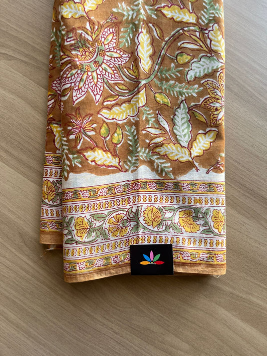 Handblock Printed Mul Cotton Saree -19016 -19017