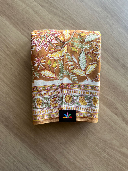 Handblock Printed Mul Cotton Saree -19016 -19017