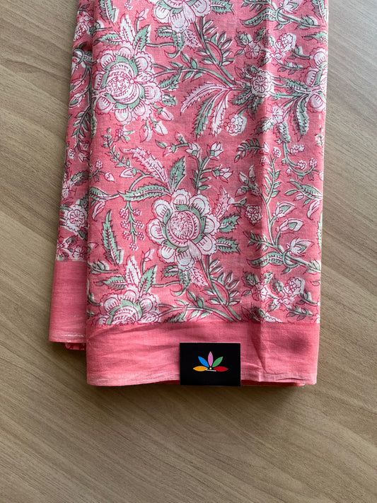 Handblock Printed Mul Cotton Saree -19018 -19019