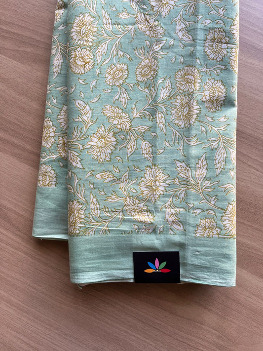 Handblock Printed Mul Cotton Saree -19020 -19021