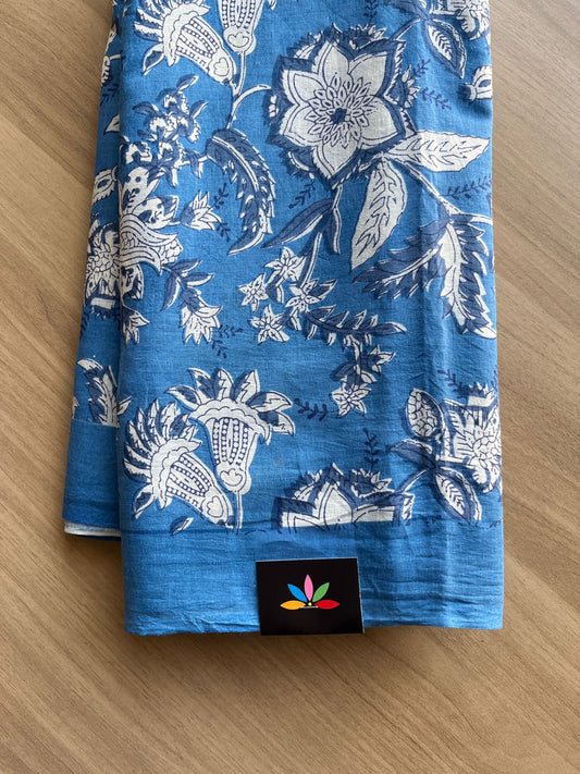 Handblock Printed Mul Cotton Saree -19022 -19023