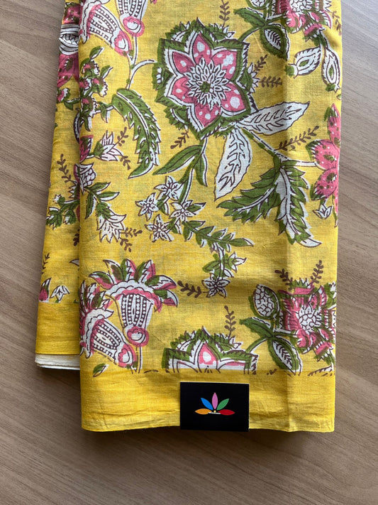 Handblock Printed Mul Cotton Saree -19024 -19025