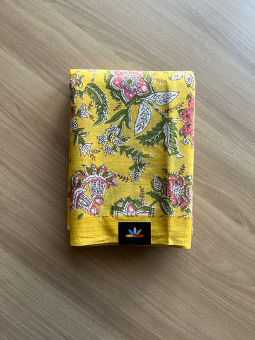 Handblock Printed Mul Cotton Saree -19024 -19025