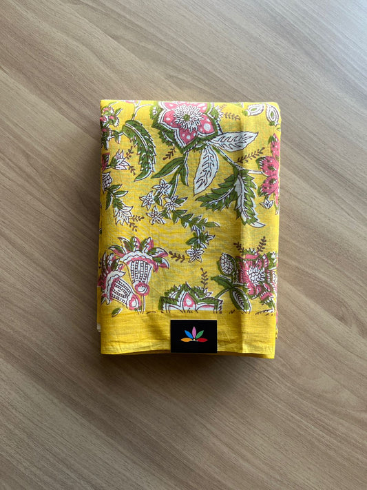 Handblock Printed Mul Cotton Saree -19024 -19025