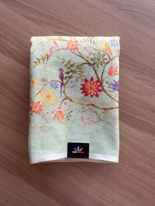 Digital Printed Linen Saree -19139