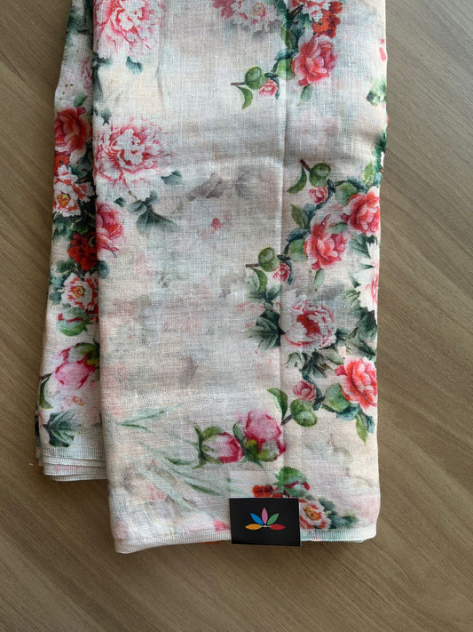 Digital Printed Linen Saree -19140