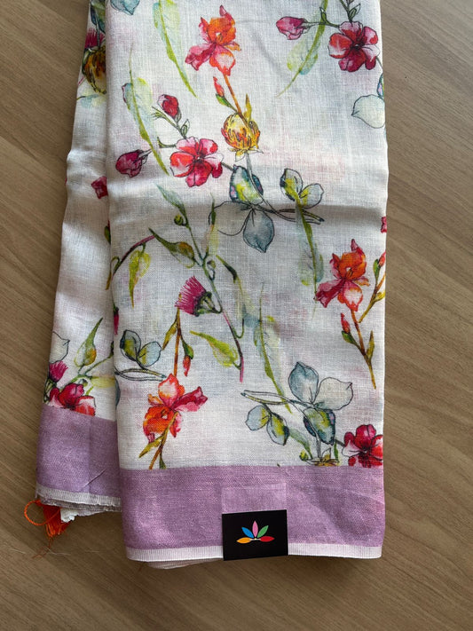 Digital Printed Linen Saree -19142