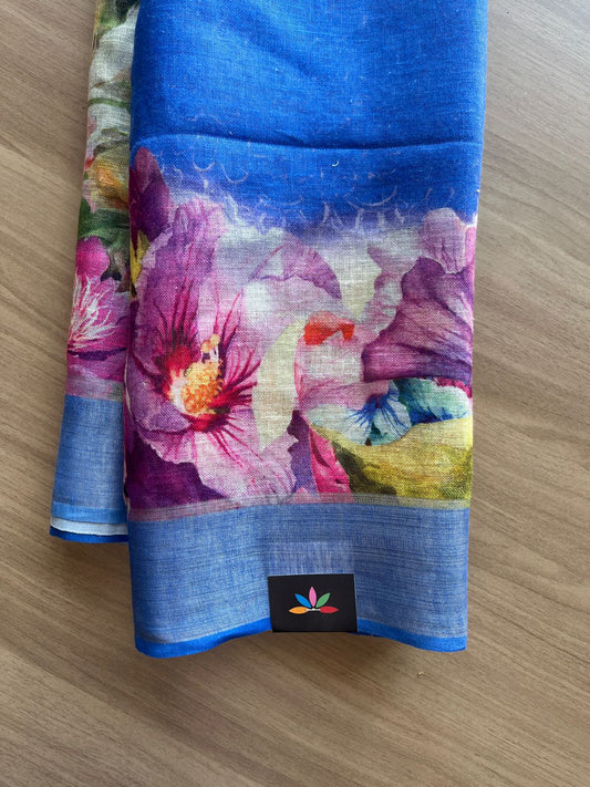 Digital Printed Linen Saree -19143