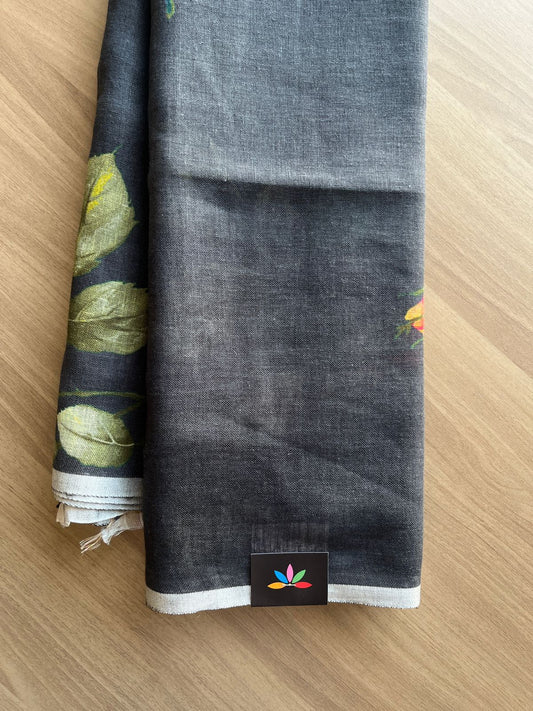 Digital Printed Linen Saree -19144