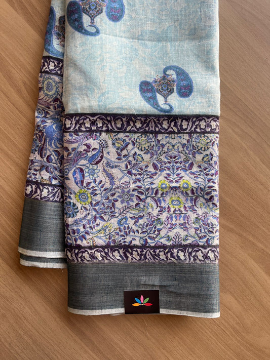 Digital Printed Linen Saree -19145