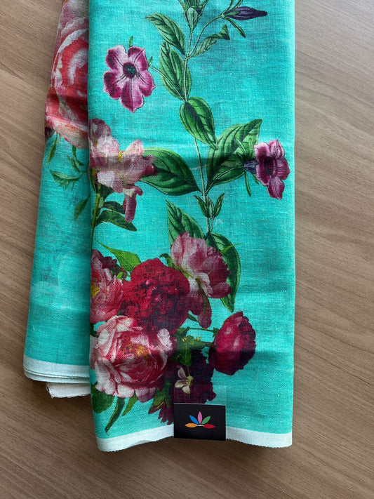 Digital Printed Linen Saree -19147