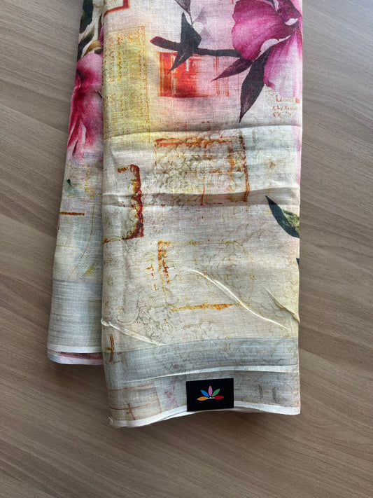 Digital Printed Linen Saree -19149