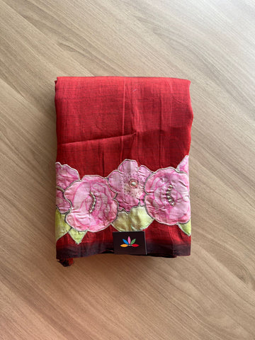 Applique Work Handloom Mangalagiri Silk Cotton Saree -19195