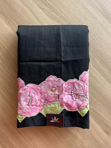 Applique Work Handloom Mangalagiri Silk Cotton Saree -19197