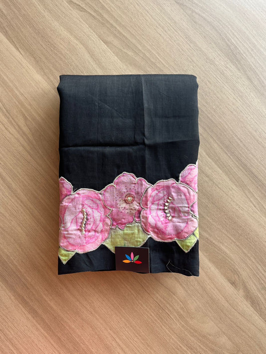 Applique Work Handloom Mangalagiri Silk Cotton Saree -19197