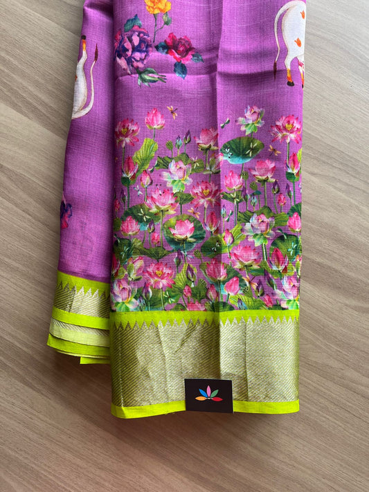 Pichwai Digital Printed Mangalagiri Silk Cotton Saree-19205