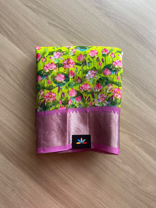 Pichwai Digital Printed Mangalagiri Silk Cotton Saree-19206