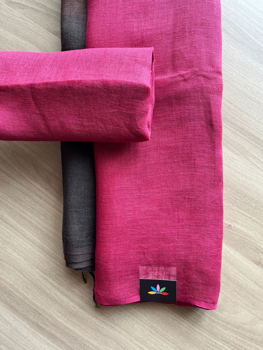 Handloom Multicolour Fine Linen Saree -19329